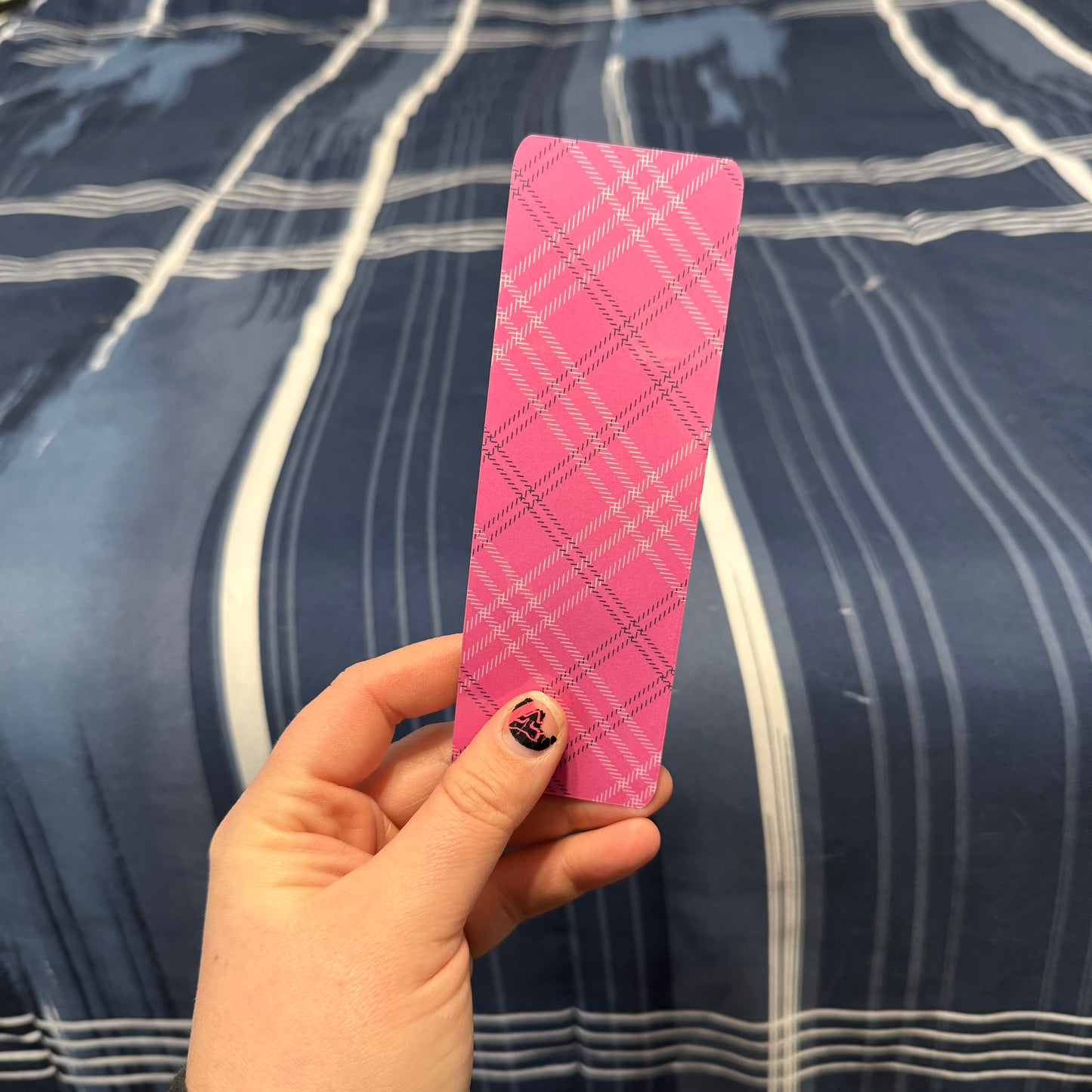 Pink Plaid Bookmark