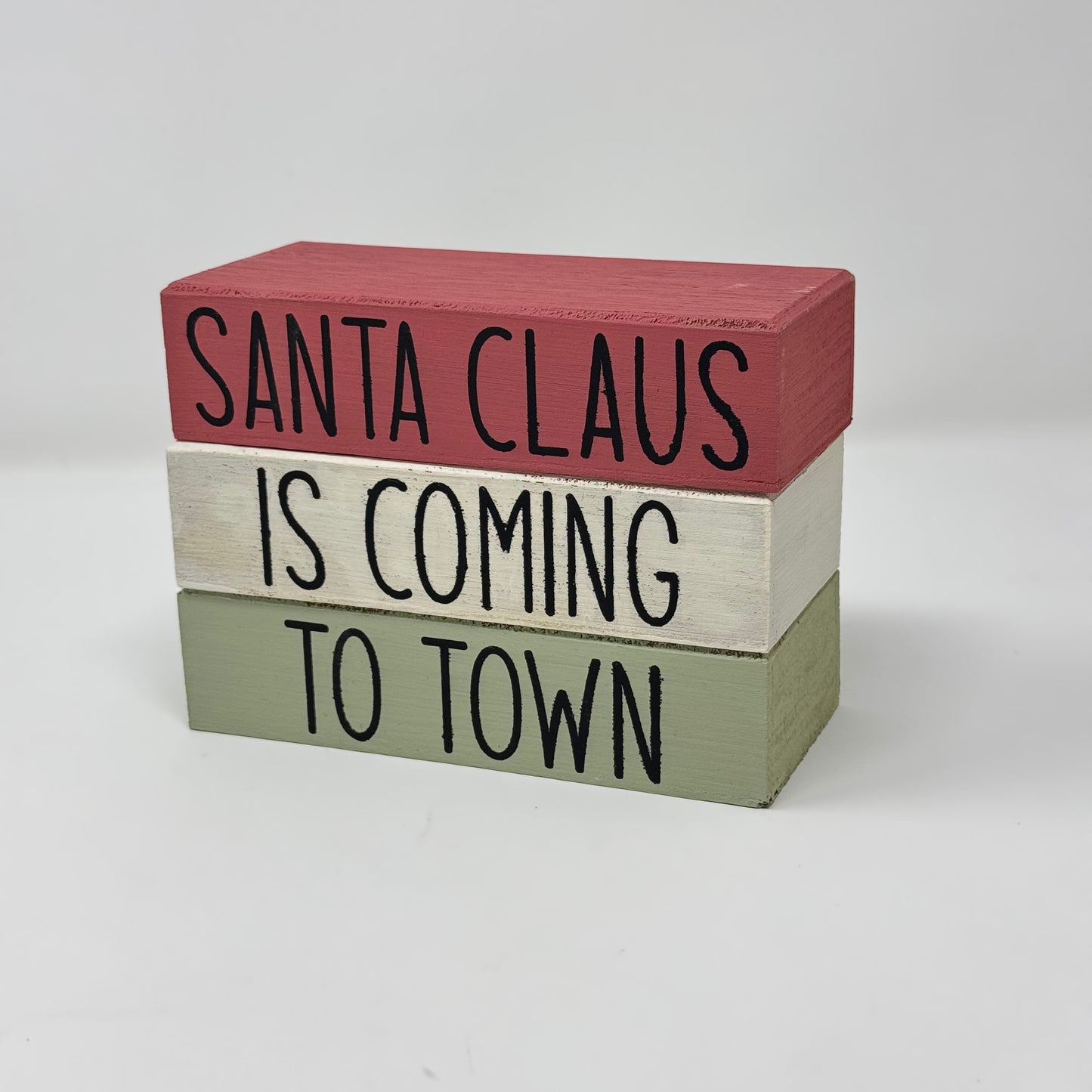 Santa Claus Is Coming To Town - Rustic Bundle of Blocks