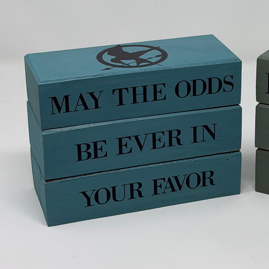 Bookish Blocks - May The Odds Be Ever In Your Favor - Rustic Bundle of Blocks