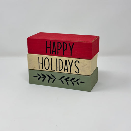 Happy Holidays - Rustic Bundle of Blocks