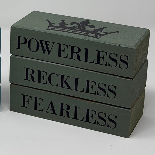 Bookish Blocks, Powerless Reckless Fearless - Rustic Bundle of Blocks