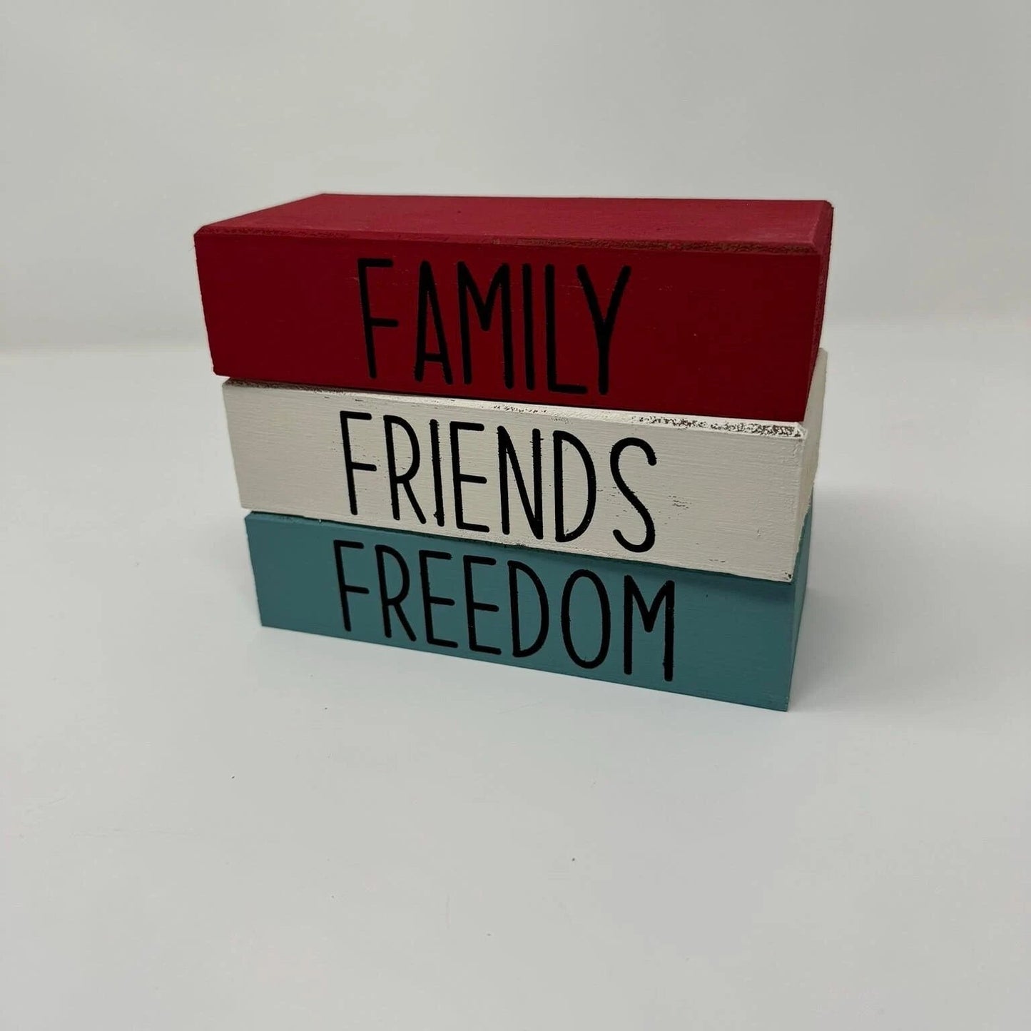 Family, Friends, Freedom - Rustic Bundle of Blocks