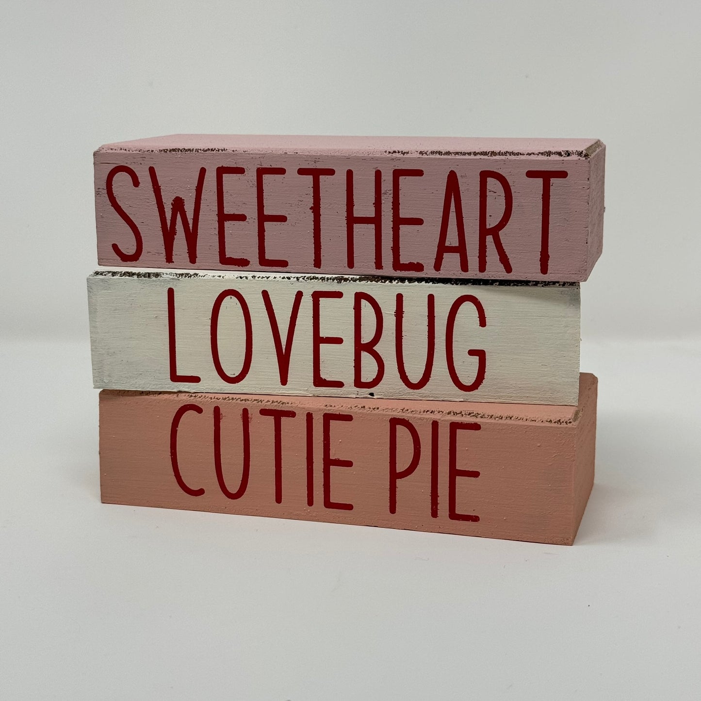 Sweetheart, Lovebug, Cutiepie - Rustic Bundle of Blocks