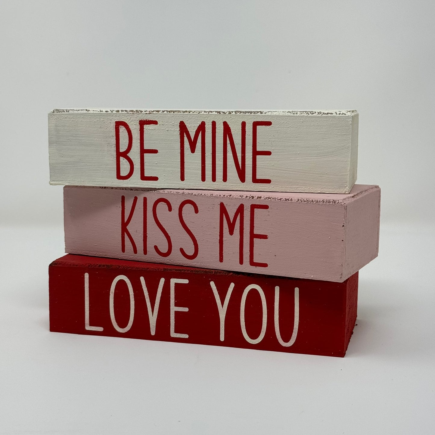 Be Mine, Kiss Me, Love You - Rustic Bundle of Blocks