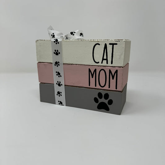 Cat Mom - Rustic Bundle of Blocks